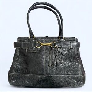 Rare Vintage Coach Hampton Tote Black Leather
